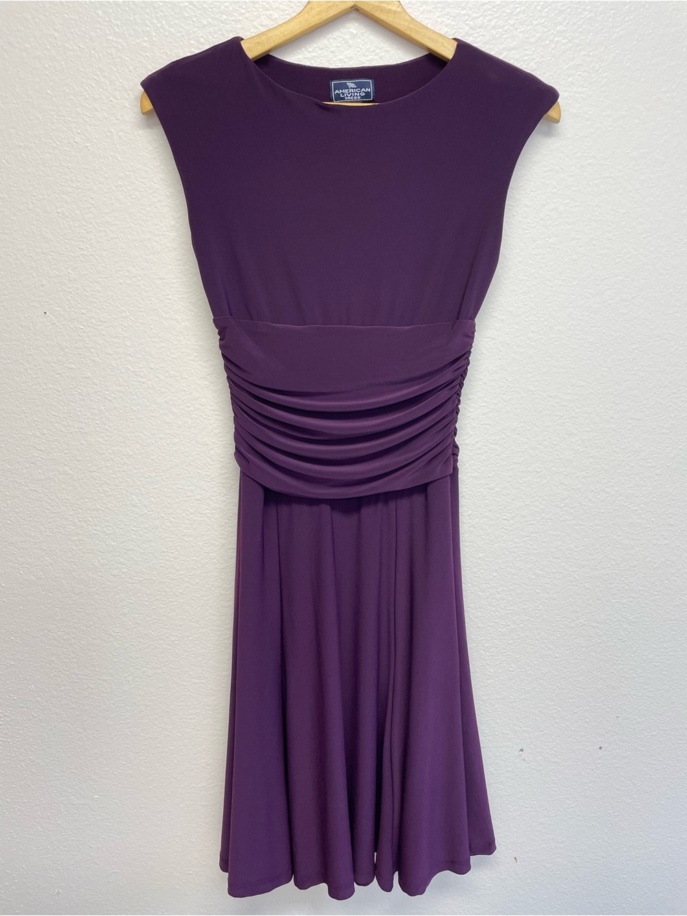 American Living Dress Women’s 2 Midi Dark Purple Sleeveless Draped Waist Dress